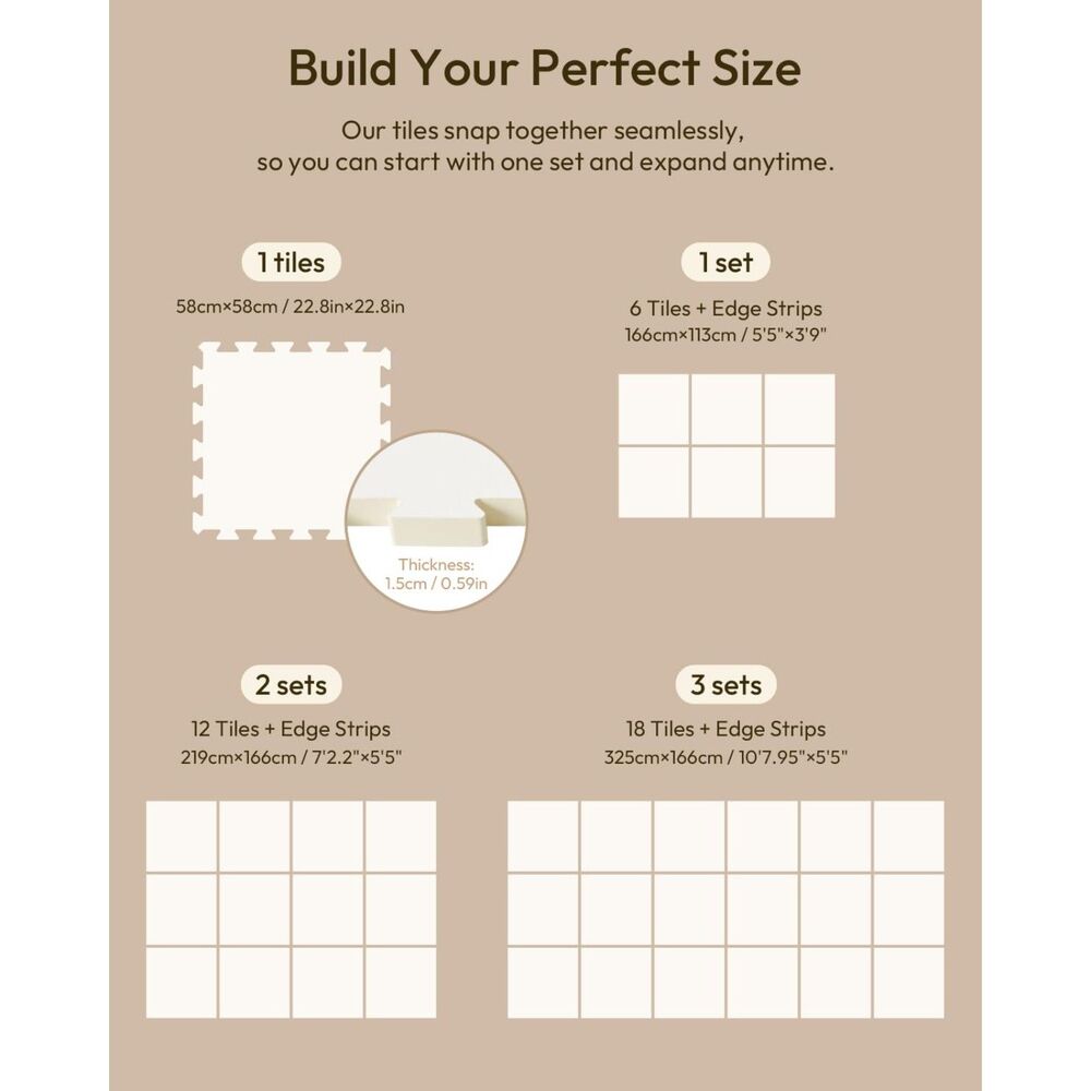 NEW Baby Play Mat 6 Interlocking Jigsaw Foam Tiles 44" x 66" Reversible 2 Images - Picture 5 of 9